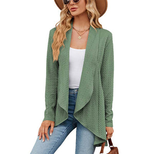 Langærmet ensfarvet cardigan