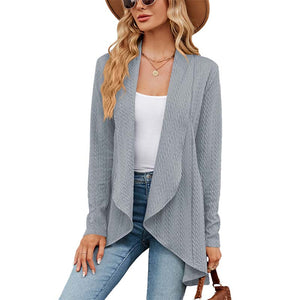 Langærmet ensfarvet cardigan