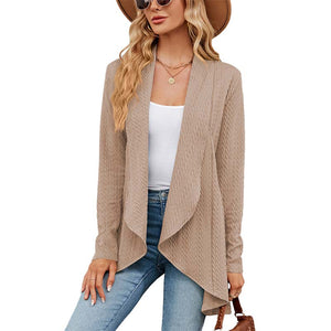 Langærmet ensfarvet cardigan