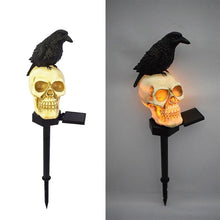 Indlæs billede til gallerivisning Solcelledrevne Kranie &amp; krage Dekorative Halloweenlys
