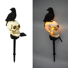 Indlæs billede til gallerivisning Solcelledrevne Kranie &amp; krage Dekorative Halloweenlys
