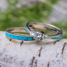 Indlæs billede til gallerivisning Simuleret Diamant Par-ringe (2 STK)
