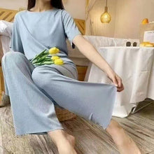 Indlæs billede til gallerivisning Komfortabel Ice Silk kortærmet T-shirt To-delt sæt
