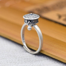 Indlæs billede til gallerivisning Buddhist Tibetan Prayer Wheel Ring OM Mantra Lotus Floral Ring

