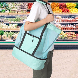 2-i-1 tote-bag i mesh med aftagelig sektion