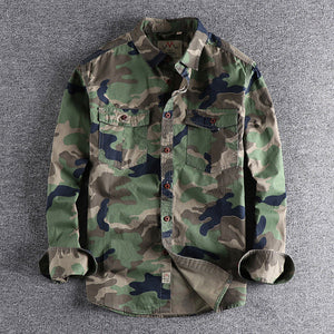 Langærmet arbejdsskjorte i camouflagetryk