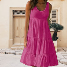 Indlæs billede til gallerivisning Sleeveless Round Neck Stitching Large Swing Beach Dress

