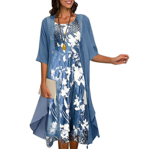 To-delt chiffon sommerkjole