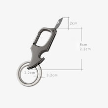 Indlæs billede til gallerivisning Multifunktionel metalnøglering med dobbeltringsvedhæng og oplukkerfunktion
