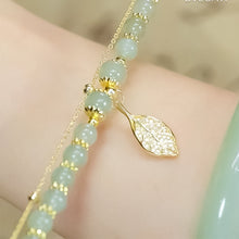 Indlæs billede til gallerivisning Hetian Jade guldbladsarmbånd
