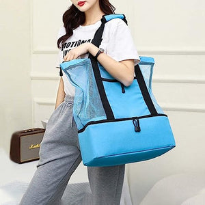2-i-1 tote-bag i mesh med aftagelig sektion