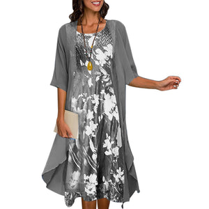 To-delt chiffon sommerkjole