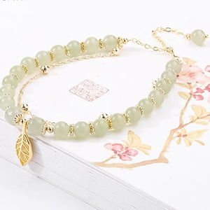 Hetian Jade guldbladsarmbånd