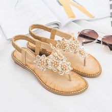 Indlæs billede til gallerivisning Boho håndlavede blomstrede runde tå sandaler med lange tæer
