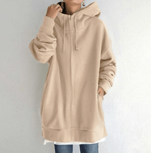 Indlæs billede til gallerivisning Lynlås Hooded Long Plus Fleece Sweatshirt
