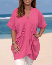 Indlæs billede til gallerivisning V-ringad topp i enfärgad
