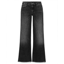 Indlæs billede til gallerivisning Mørkvaskede Midtalje jeans med brede ben og rå syninger
