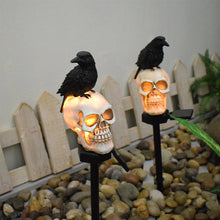 Indlæs billede til gallerivisning Solcelledrevne Kranie &amp; krage Dekorative Halloweenlys
