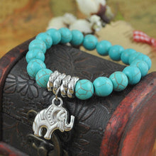 Indlæs billede til gallerivisning Tyrkist elefantarmbånd med lykkevedhæng
