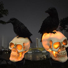 Indlæs billede til gallerivisning Solcelledrevne Kranie &amp; krage Dekorative Halloweenlys
