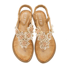 Indlæs billede til gallerivisning Boho håndlavede blomstrede runde tå sandaler med lange tæer
