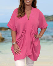 Indlæs billede til gallerivisning V-ringad topp i enfärgad
