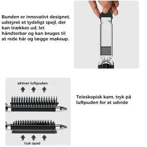 Foldbar rejsehårbørste med spejl