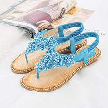 Indlæs billede til gallerivisning Boho håndlavede blomstrede runde tå sandaler med lange tæer
