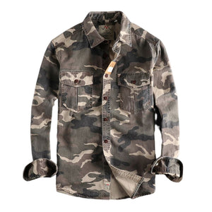 Langærmet arbejdsskjorte i camouflagetryk