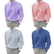 Indlæs billede til gallerivisning Herre poloshirt med høj krave og lange ærmer

