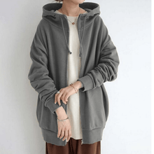 Indlæs billede til gallerivisning Lynlås Hooded Long Plus Fleece Sweatshirt
