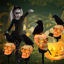 Indlæs billede til gallerivisning Solcelledrevne Kranie &amp; krage Dekorative Halloweenlys
