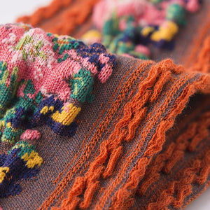 5 par Vintage-broderede blomstersokker