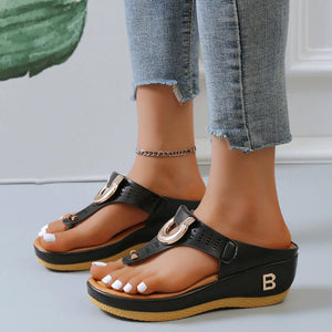 Sommer Dame flip flops med tykke kiler