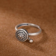 Indlæs billede til gallerivisning Buddhist Tibetan Prayer Wheel Ring OM Mantra Lotus Floral Ring
