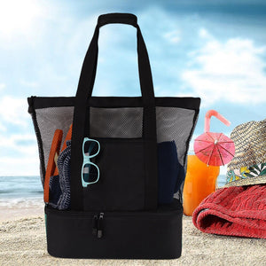 2-i-1 tote-bag i mesh med aftagelig sektion