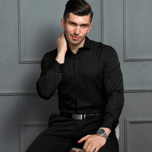 Mænd slim fit elastisk skjorte