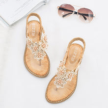 Indlæs billede til gallerivisning Boho håndlavede blomstrede runde tå sandaler med lange tæer
