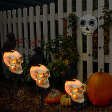 Indlæs billede til gallerivisning Solcelledrevne Kranie &amp; krage Dekorative Halloweenlys
