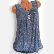 Indlæs billede til gallerivisning Lille blomstret mønster v-hals ærmeløs linned

