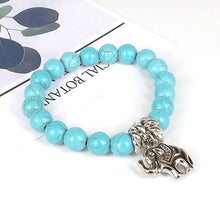 Indlæs billede til gallerivisning Tyrkist elefantarmbånd med lykkevedhæng
