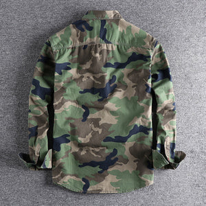 Langærmet arbejdsskjorte i camouflagetryk