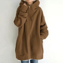Indlæs billede til gallerivisning Lynlås Hooded Long Plus Fleece Sweatshirt

