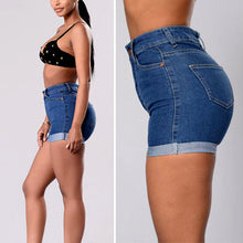 Indlæs billede til gallerivisning Roll Hem Højtaljede denimshorts
