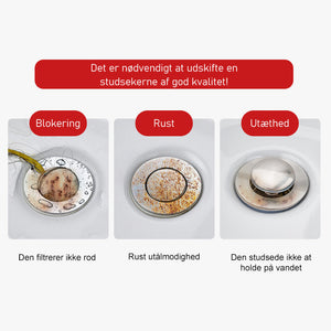 Universal pop-up afløbsfilter i rustfrit stål