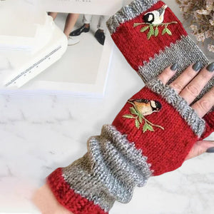 Varme patchwork-broderede handsker