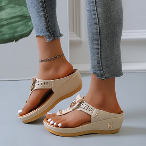 Sommer Dame flip flops med tykke kiler
