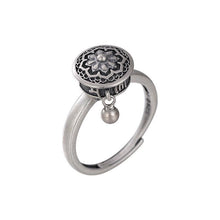 Indlæs billede til gallerivisning Buddhist Tibetan Prayer Wheel Ring OM Mantra Lotus Floral Ring
