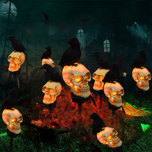 Indlæs billede til gallerivisning Solcelledrevne Kranie &amp; krage Dekorative Halloweenlys
