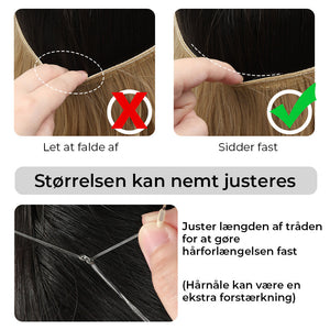 Kunstig naturlig usynlig lang krøllet hår forlængelse